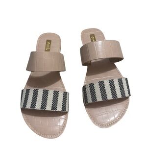 Women's Qupid Blush Pink Two‑Band Slide Sandals Size 8